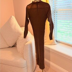 Mango Chocolate Long Sleeve Knit Dress
